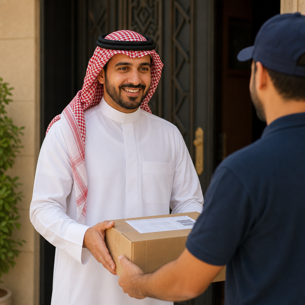 عميل يستلم طرد